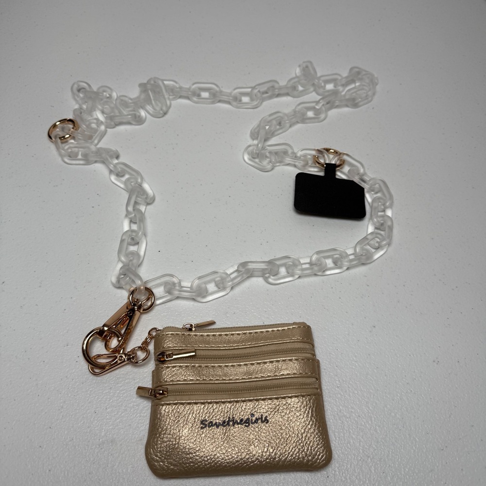 Save the Girls Chain Clip and Go Phone/ Gold Wallet Crossbody Phone Carrier